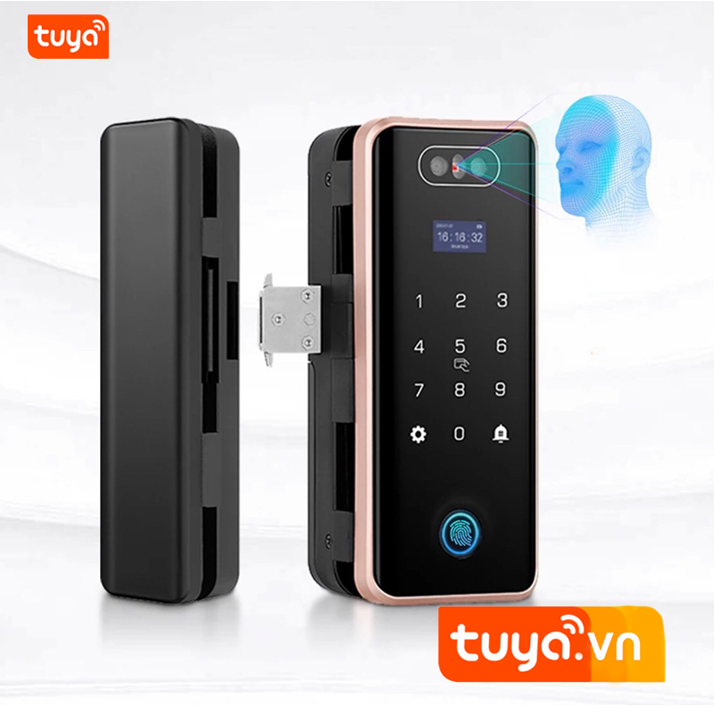 Khóa Cửa Kính Nhận Diện Gương Mặt FaceID Wifi Tuya SHP-DL8C