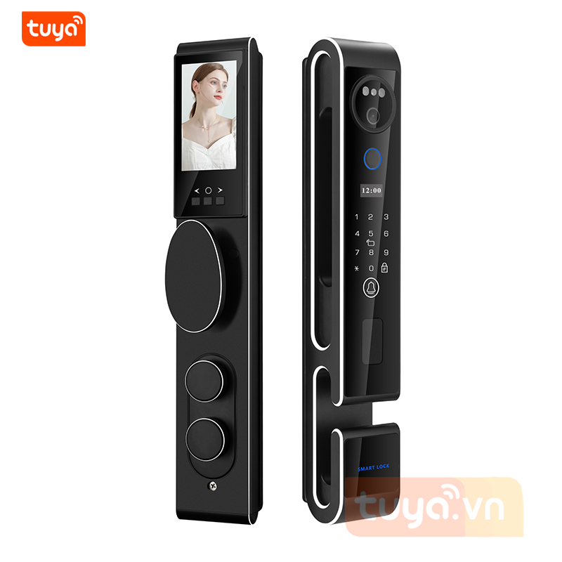 Khóa Cửa Gỗ FaceID Cao Cấp Nhận Diện Gương Mặt Có Camera Video Call Wifi Tuya S666 Max