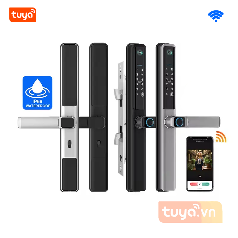 Khóa Cửa Nhôm Xingfa Chống Nước Có Chuông Hình Wifi Tuya SHP-DLS9Gv5