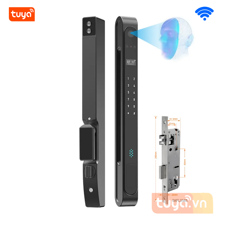 Khóa Cửa Nhôm Xingfa FaceID Chống Nước IP68 Wifi Tuya SHP-DLS10v8