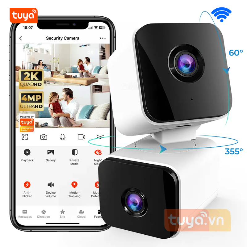 Camera Trong Nhà 2 Mắt 2 Màn Hình Wifi Độ Phân Giải 4M Tuya SHP-CI24