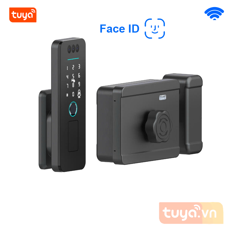 Khóa Cửa Gỗ FaceID Vân Tay Thẻ Từ Mã Số Wifi Tuya DL25v2 Pro