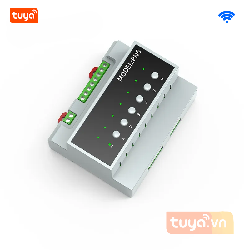 Công Tắc Wifi Tuya 6 Cổng 16A 220V Lắp Tủ Điện PN6