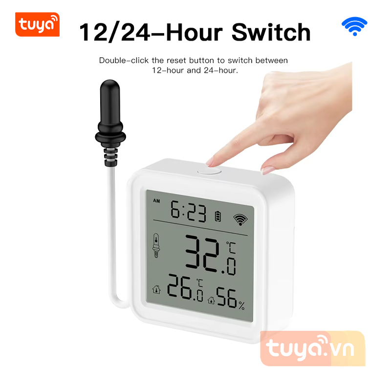 Thiết Bị Đo Nhiệt Độ Độ Ẩm Wifi Có Dây Cảm Biến Kéo Dài Cho Tủ Bảo Quản Thuốc TTH3v3