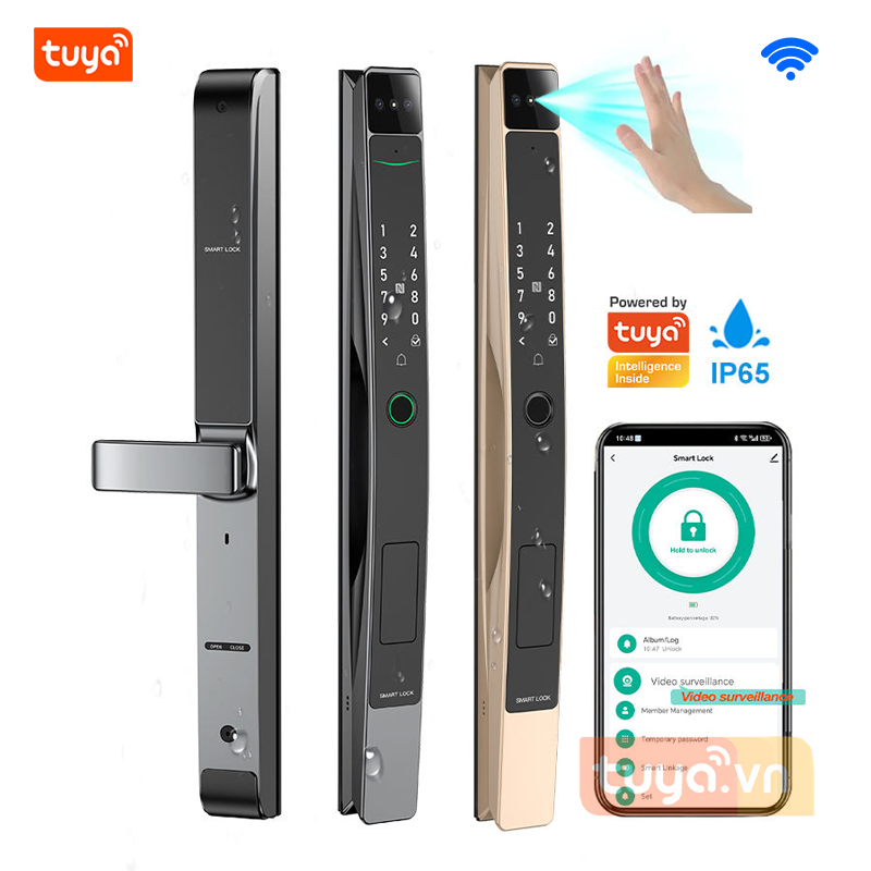 Khóa Cửa Nhôm Xingfa FaceID Chống Nước IP65 Wifi Tuya SHP-DLS10v9