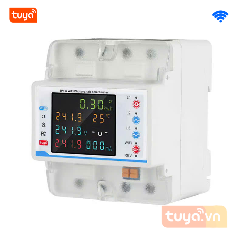 Công Tơ Điện 3 Pha Wifi 100A Tuya EM3v2