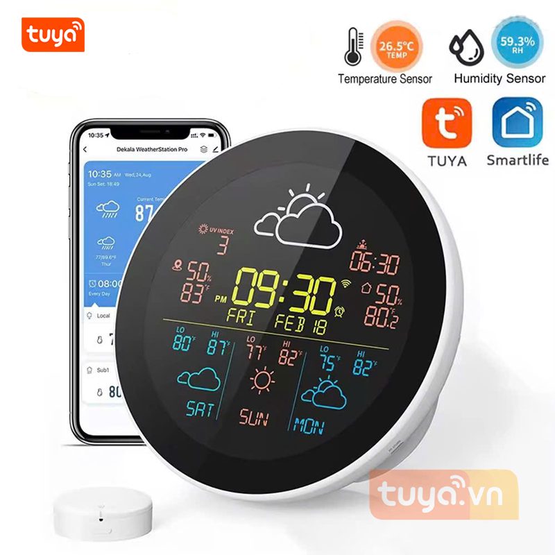 Đồng Hồ Điện Tử Đo Nhiệt Độ Độ Ẩm WiFi Thông Minh Tuya TTH7