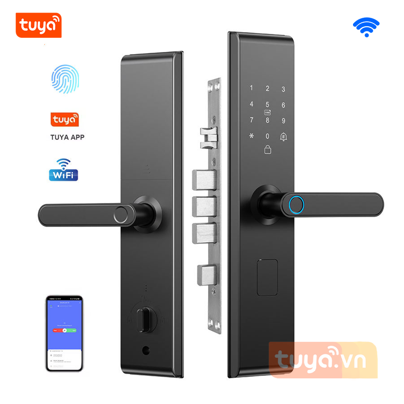 KHOÁ CỬA KÍNH VÂN TAY THÔNG MINH TUYA SMARTLIFE BLUETOOTH MỞ BẰNG VÂN TAY MÃ SỐ THẺ