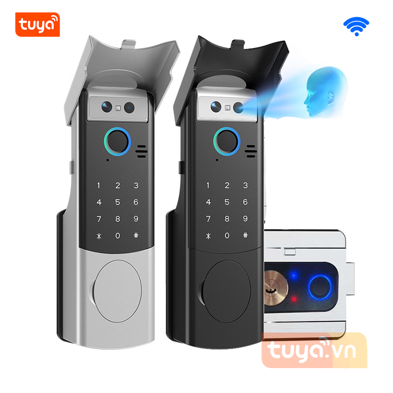 Khóa Cửa Cổng FaceID Vân Tay Thẻ Từ Mã Số Wifi Tuya IDL10Dv2