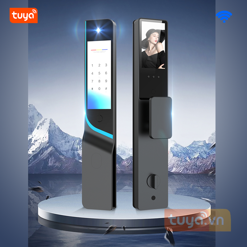 Khóa Cửa Gỗ Màn Hình Cảm Ứng Nhận Diện Gương Mặt FaceID Wifi Tuya DL26v3