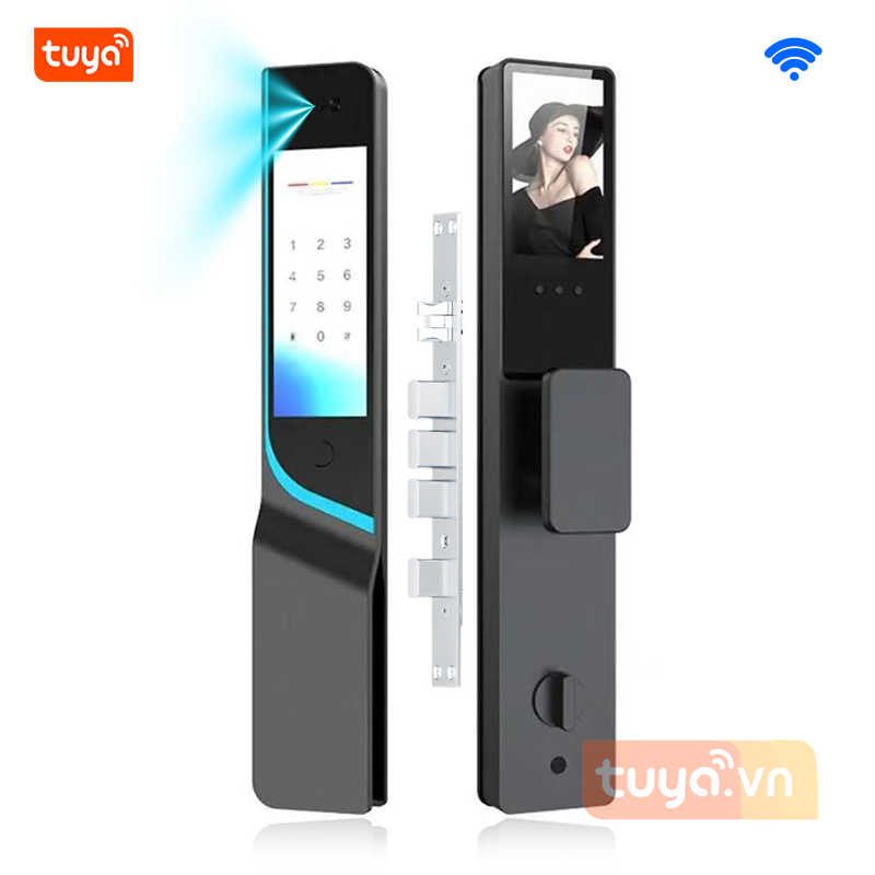 Khóa Cửa Gỗ Màn Hình Cảm Ứng Nhận Diện Gương Mặt FaceID Wifi Tuya DL26v3
