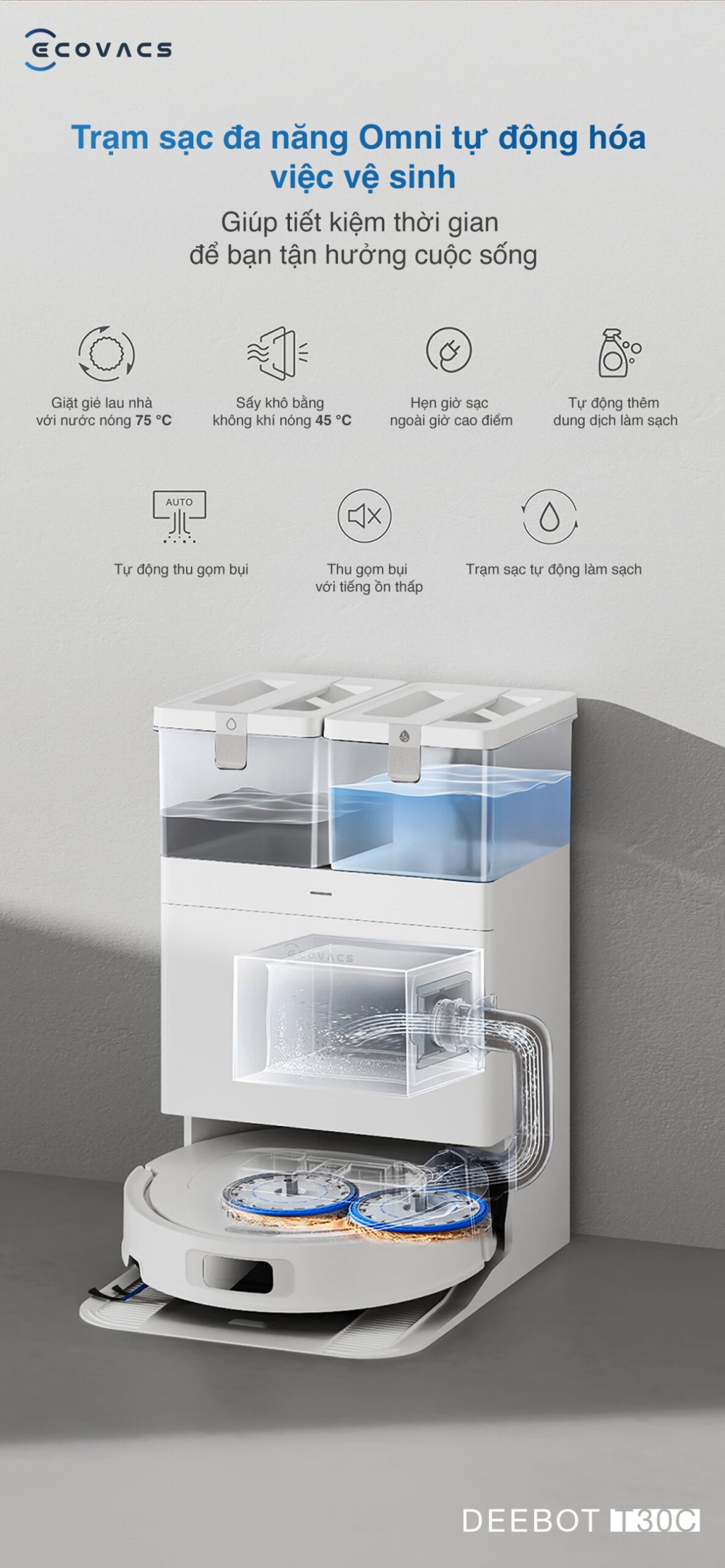Robot hút bụi Ecovacs Deebot T30C