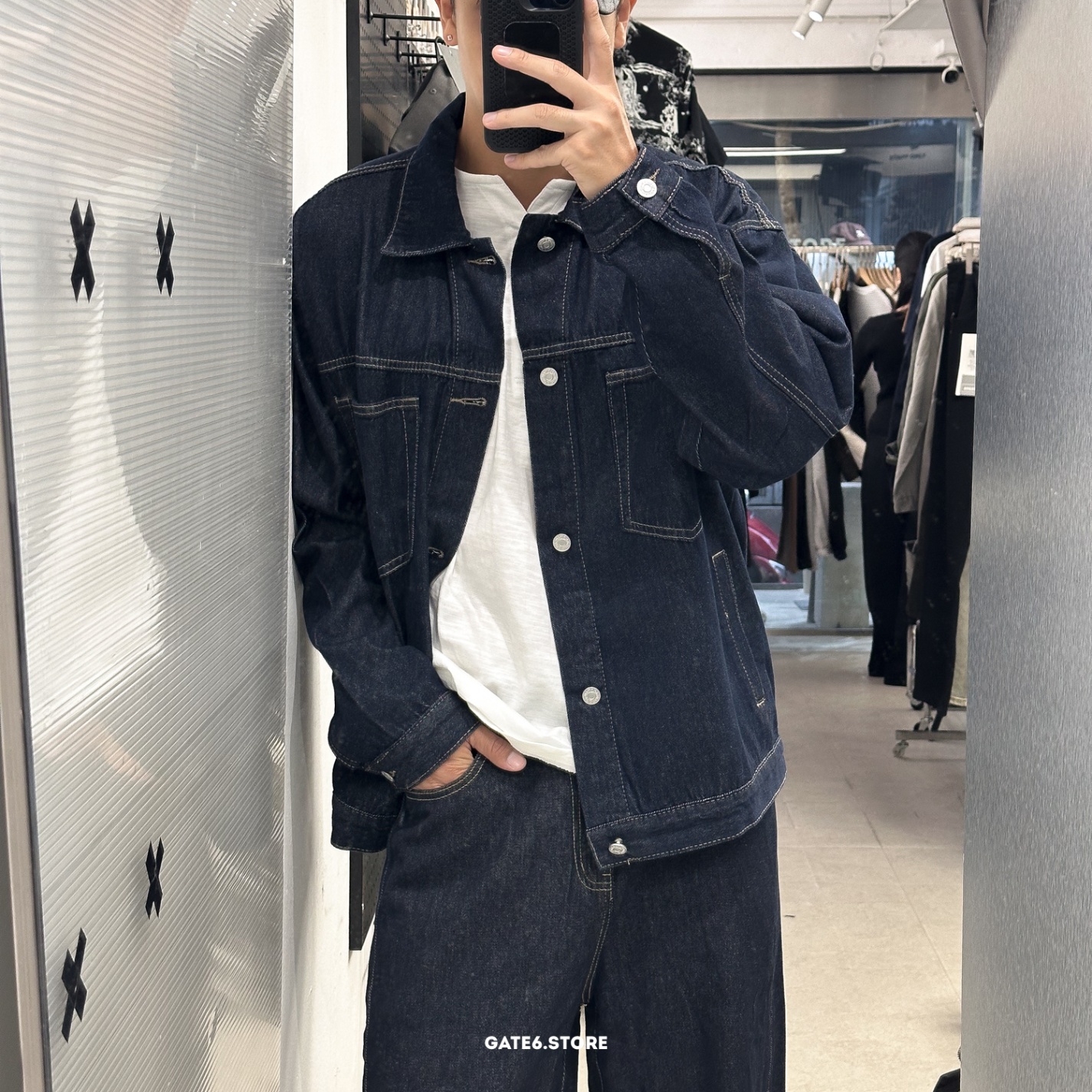 Khoác HL denim 2 túi 6042