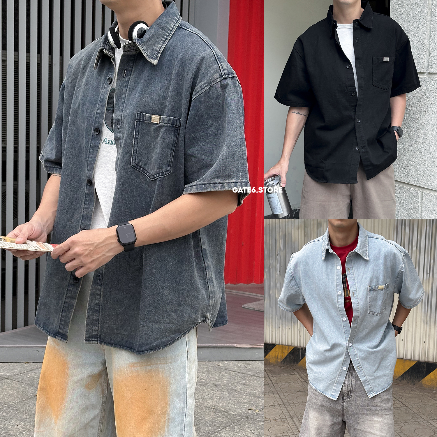 Sơmi HL cộc denim 7186