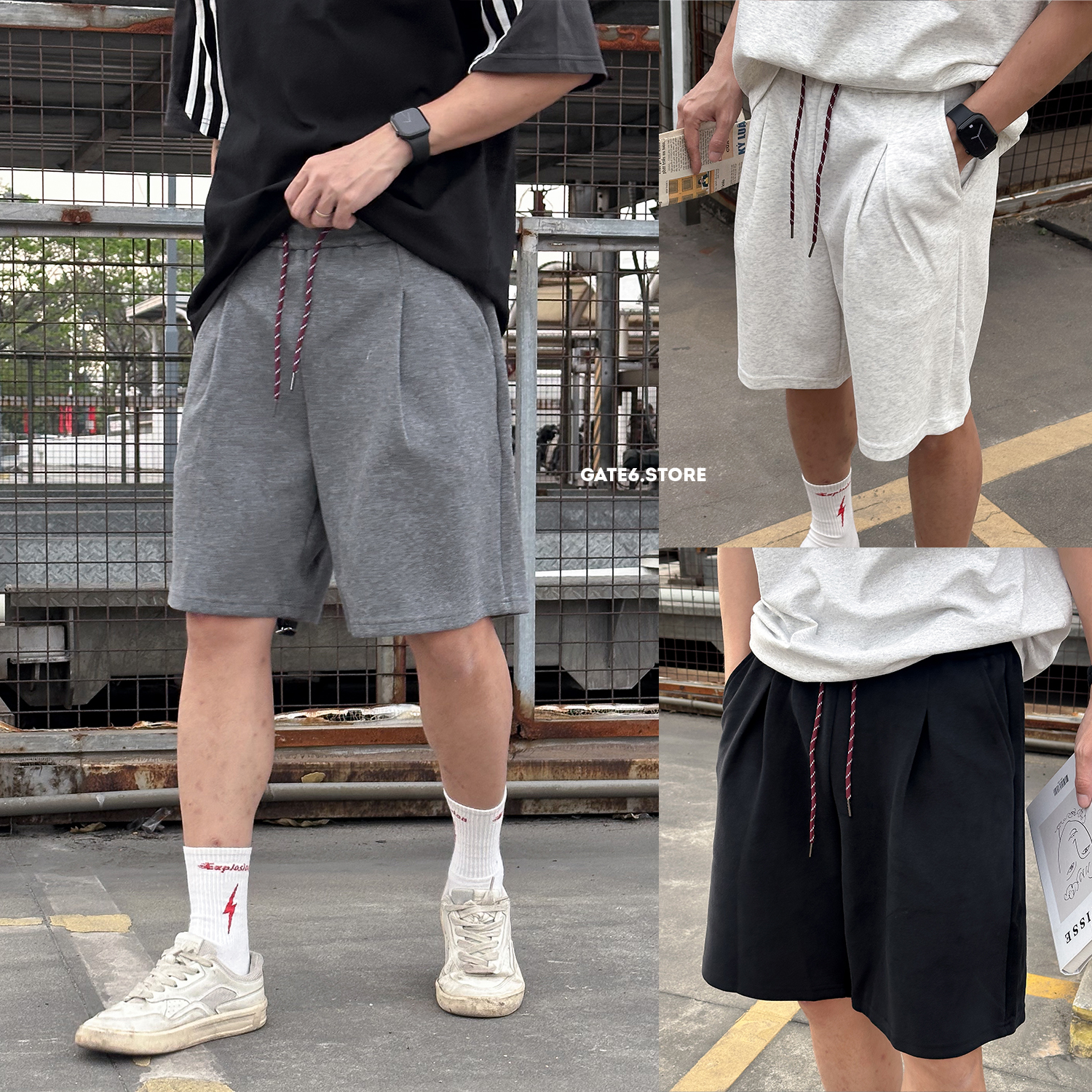 Short HL nỉ wide dây đỏ 2640