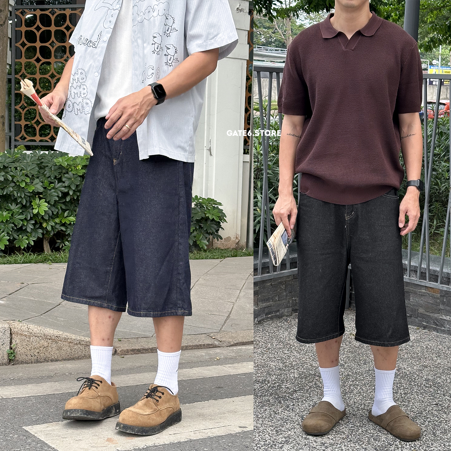 Short HL denim lửng trơn 2608