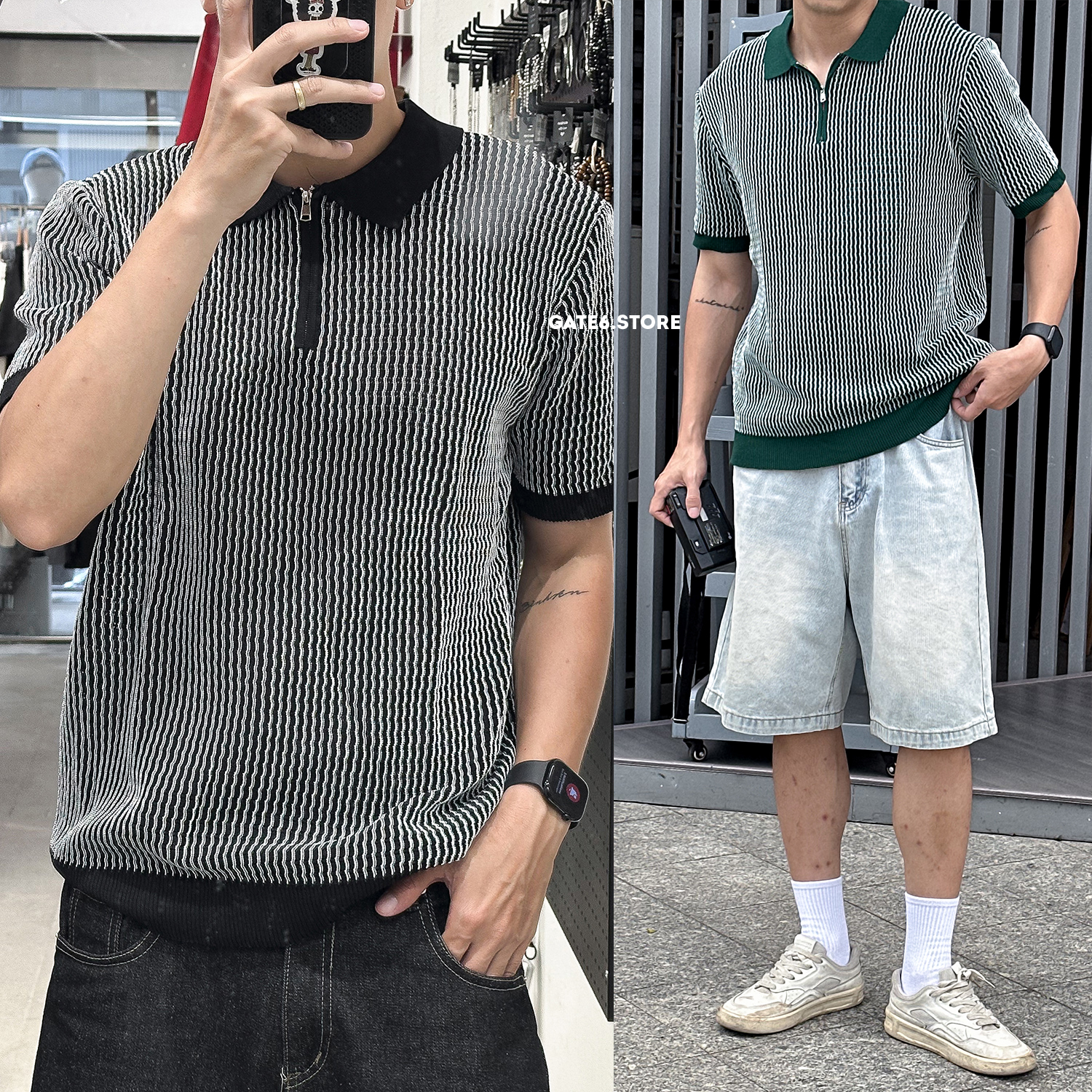 Polo LC knit chỉ trắng 6155