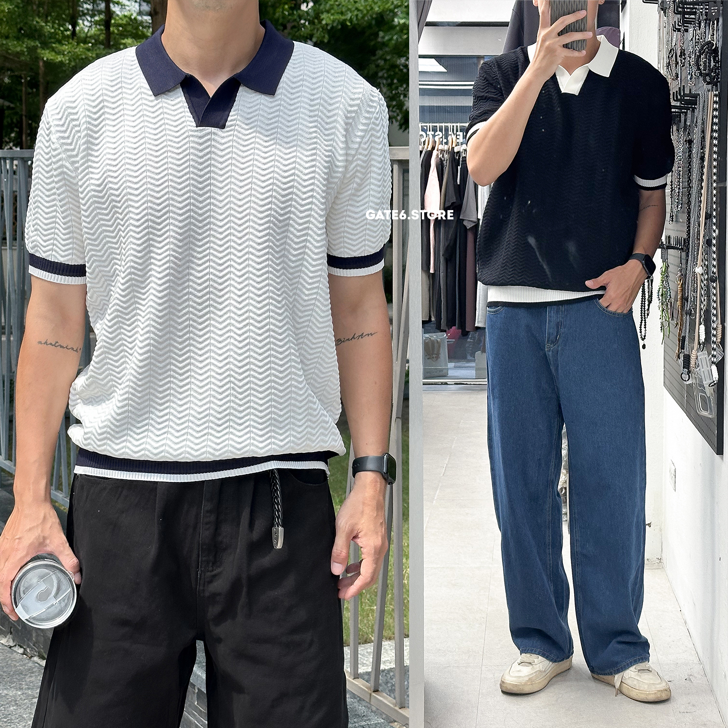 Polo LC knit phối cổ 6131