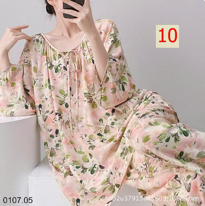 26HA0107.05 - BỘ LANH LỤA DÀI TAY CỔ TRÒN NỮ