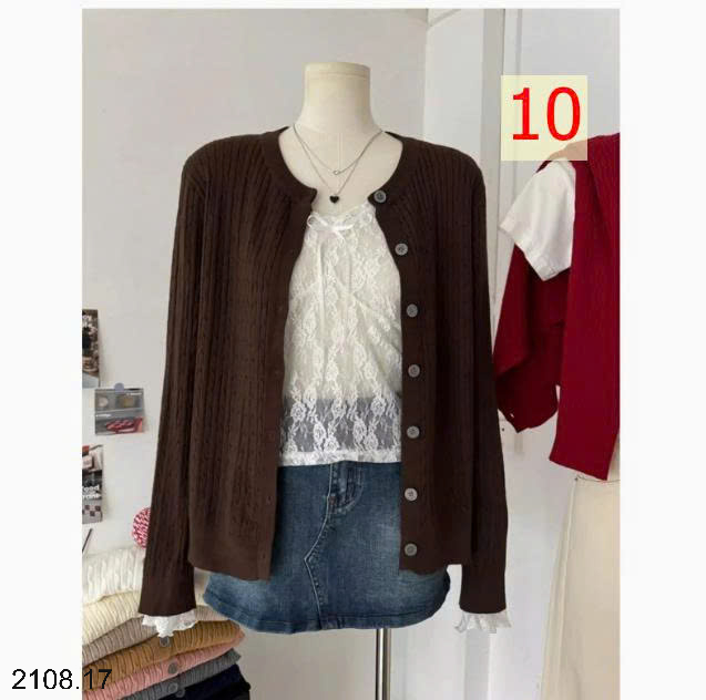 26HA2208.17 - ÁO LEN CARDIGAN NỮ VẶN THỪNG