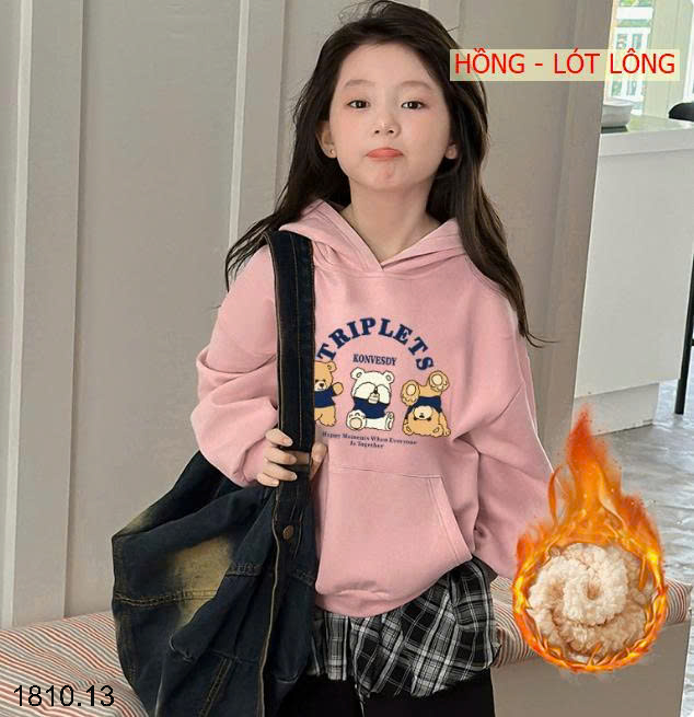 26HA1810.13 - ÁO NỈ HODDIE MŨ TRÙM ĐẦU CHO BÉ