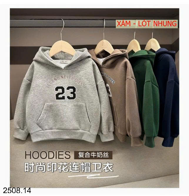 26HA2508.14 - ÁO NỈ HOODIE CÓ MŨ SIZE ĐẠI CHO BÉ