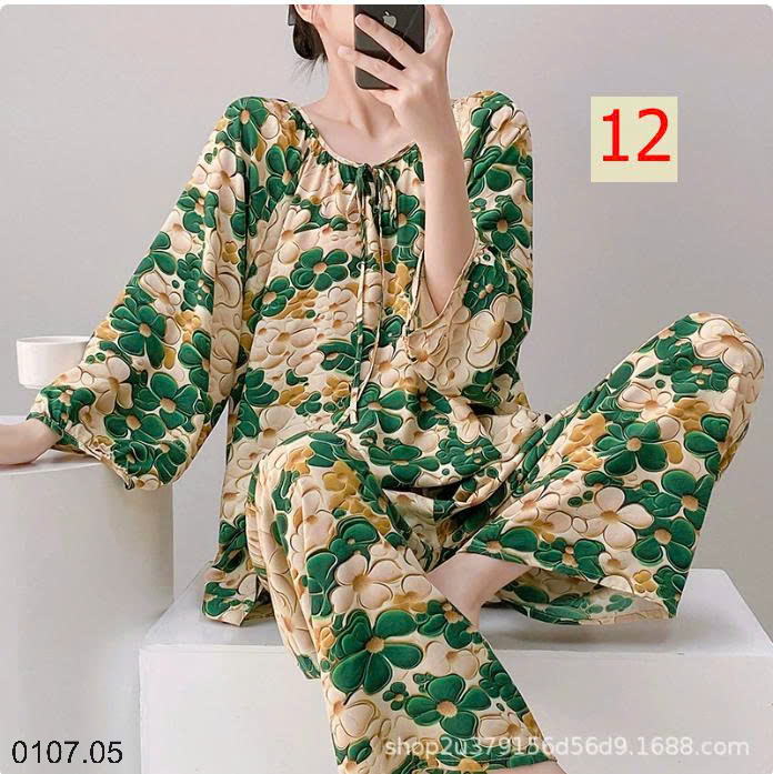 26HA0107.05 - BỘ LANH LỤA DÀI TAY CỔ TRÒN NỮ