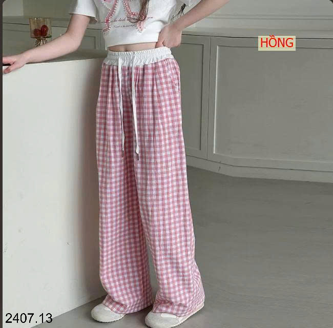 26HA2407.13 - QUẦN KẺ ỐNG RỘNG SIZE ĐẠI BÉ GÁI