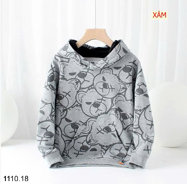 26HA1110.18 - ÁO HODDIE IN HÌNH GẤU SIZE ĐẠI AKL