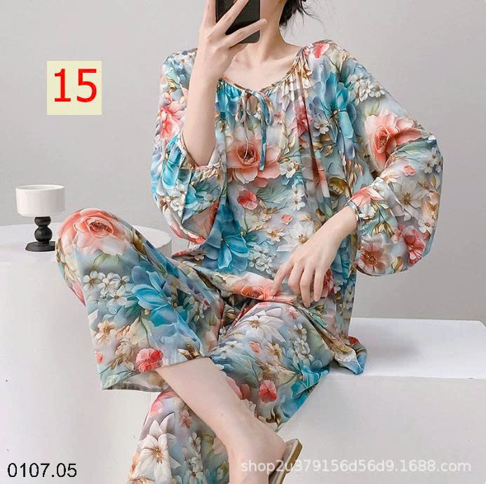 26HA0107.05 - BỘ LANH LỤA DÀI TAY CỔ TRÒN NỮ