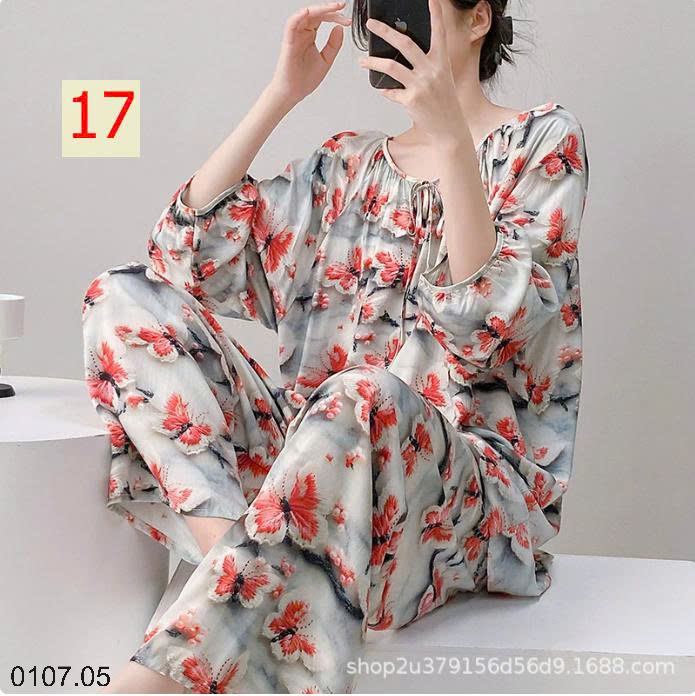 26HA0107.05 - BỘ LANH LỤA DÀI TAY CỔ TRÒN NỮ