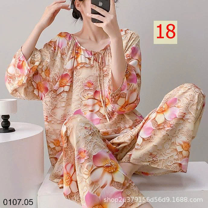 26HA0107.05 - BỘ LANH LỤA DÀI TAY CỔ TRÒN NỮ