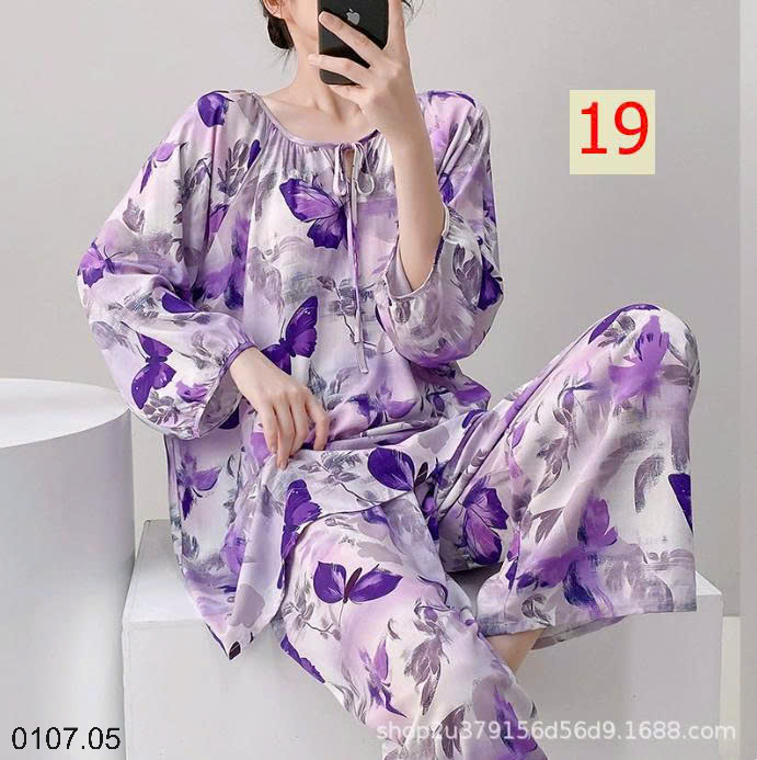 26HA0107.05 - BỘ LANH LỤA DÀI TAY CỔ TRÒN NỮ