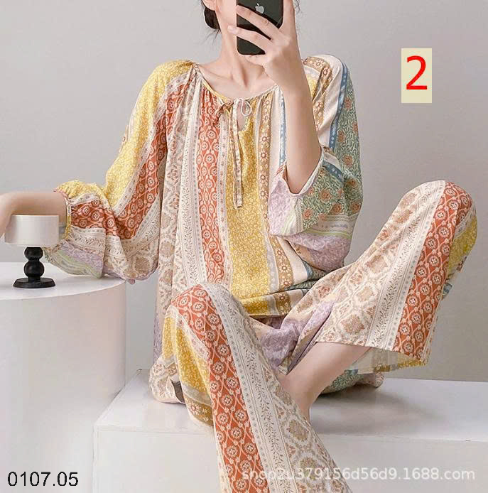 26HA0107.05 - BỘ LANH LỤA DÀI TAY CỔ TRÒN NỮ