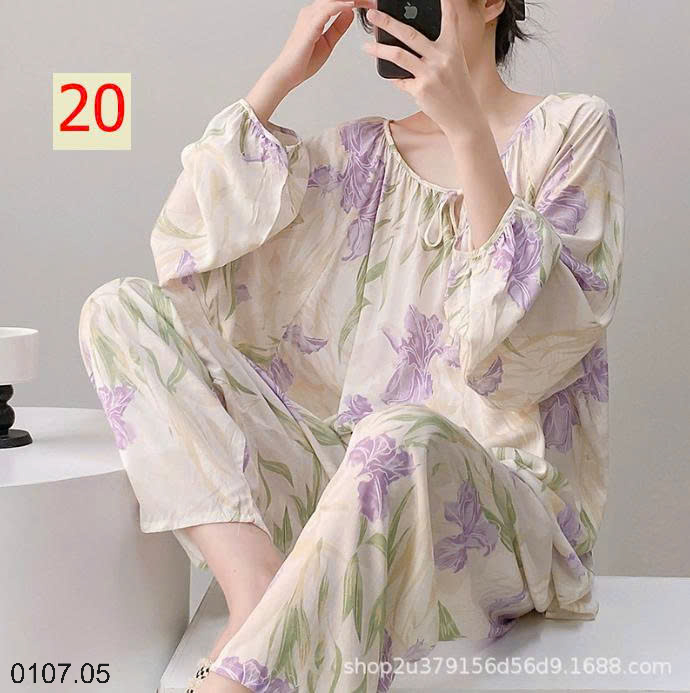 26HA0107.05 - BỘ LANH LỤA DÀI TAY CỔ TRÒN NỮ