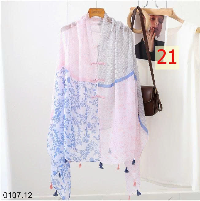 26HA0107.12 - KHĂN CHOÀNG MỎNG HOẠ TIẾT