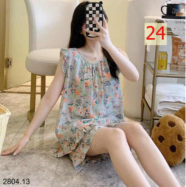 26HA2804.13 - BỘ LANH LỤA BA LỖ VIỀN BÈO CHO NỮ
