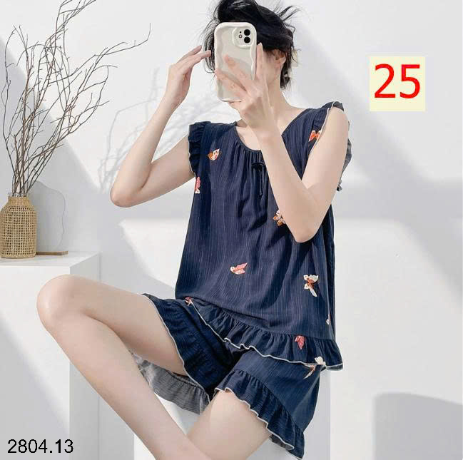 26HA2804.13 - BỘ LANH LỤA BA LỖ VIỀN BÈO CHO NỮ