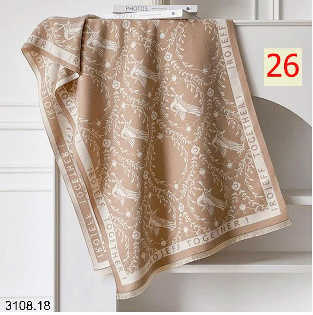 26HA3108.18 - KHĂN CHOÀNG CỔ CASHMERE GIẢ HỌA TIẾT BƯỚM