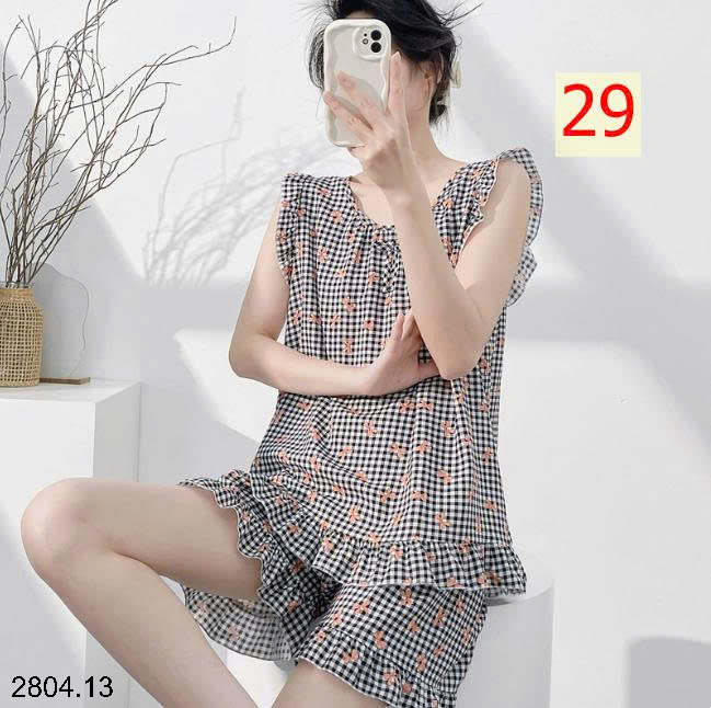 26HA2804.13 - BỘ LANH LỤA BA LỖ VIỀN BÈO CHO NỮ
