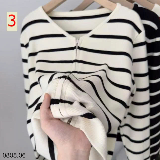 26HA0808.06 - ÁO CARDIGAN KẺ KÉO KHÓA