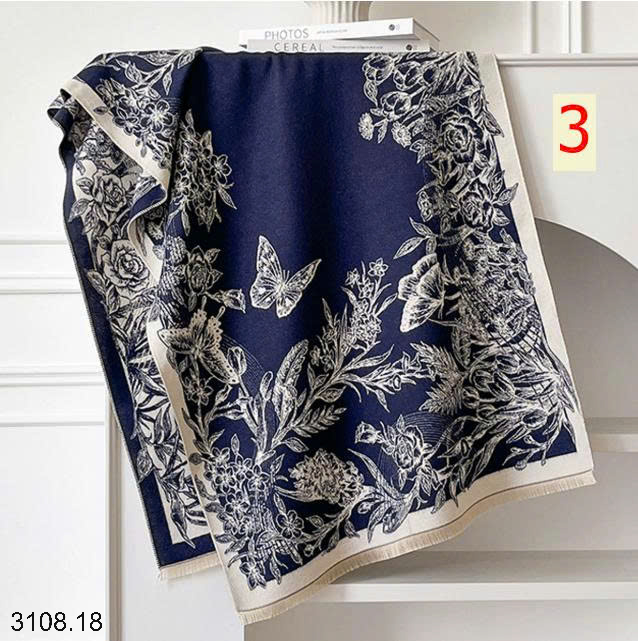 26HA3108.18 - KHĂN CHOÀNG CỔ CASHMERE GIẢ HỌA TIẾT BƯỚM