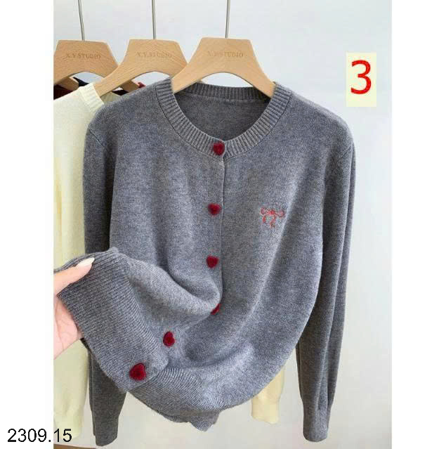 26HA2309.15 - ÁO CARDIGAN THÊU NƠ CÚC TIM CHO NỮ