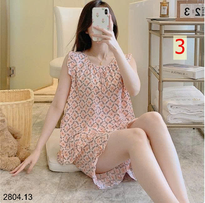 26HA2804.13 - BỘ LANH LỤA BA LỖ VIỀN BÈO CHO NỮ