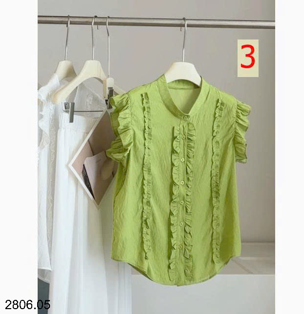 26HA2806.05 - ÁO SƠ MI CỘC TAY VIỀN BÈO ANNA