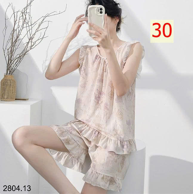 26HA2804.13 - BỘ LANH LỤA BA LỖ VIỀN BÈO CHO NỮ