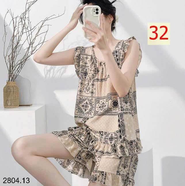 26HA2804.13 - BỘ LANH LỤA BA LỖ VIỀN BÈO CHO NỮ