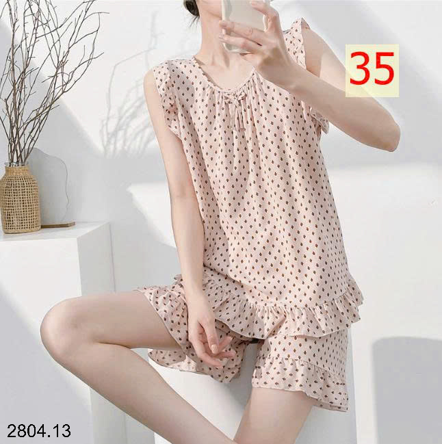 26HA2804.13 - BỘ LANH LỤA BA LỖ VIỀN BÈO CHO NỮ