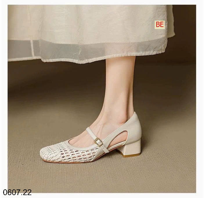 26HA0607.22 - SANDAL BÍT MŨI KIỂU PHÁP MARY JANE THOÁNG KHÍ