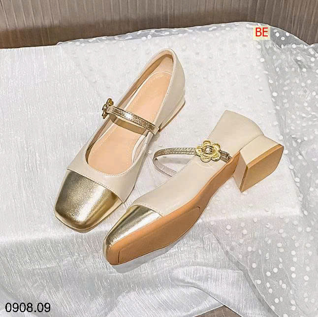 26HA0908.09 - GIÀY MARRY JANE QUAI ĐÍNH HOA TRÀ